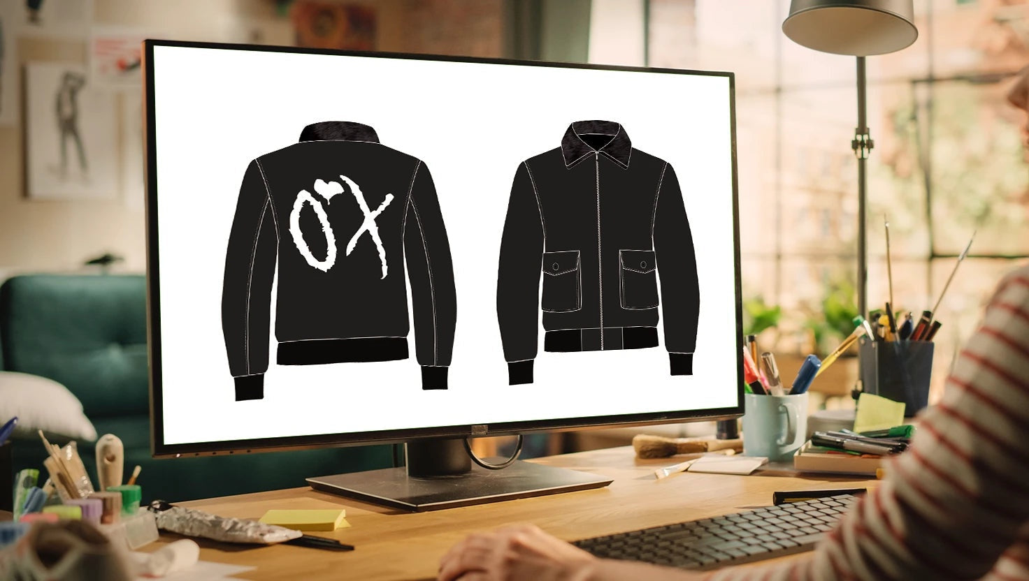 Custom jacket design process step 1: digital illustration and design planning