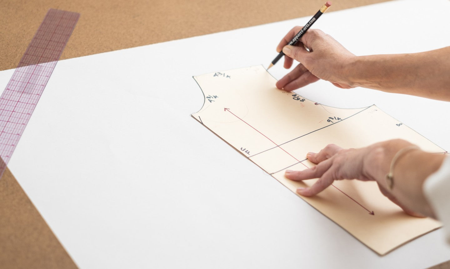 Custom jacket design process step 2: pattern making and template development