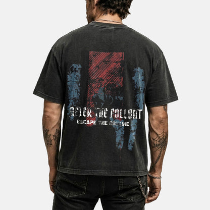 After The Fallout washed black graphic t-shirt back print design by VOOLUP