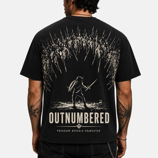 Outnumbered Warrior Plain Black Graphic T-Shirt - VOOLUP