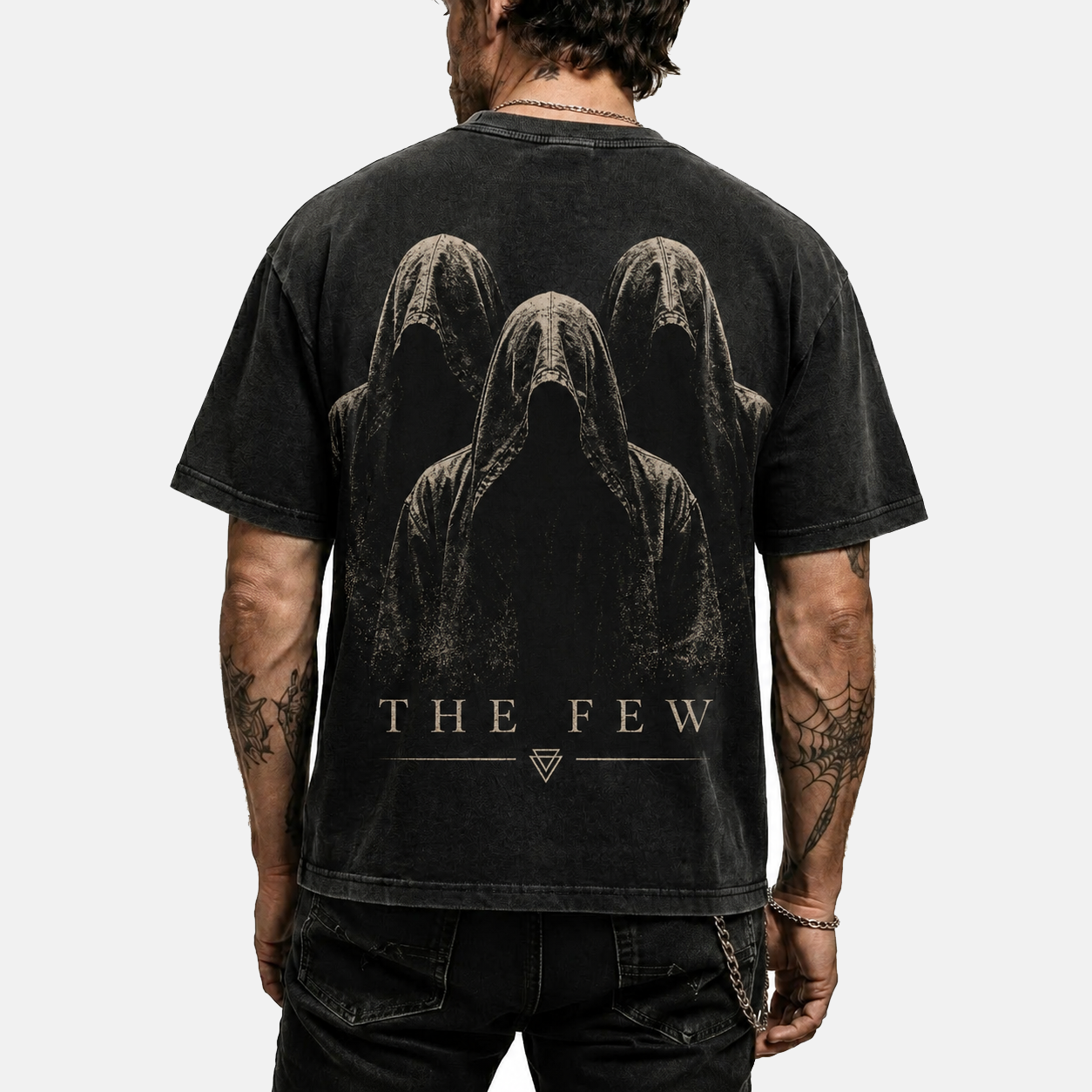 The Few vintage washed black oversized graphic t-shirt back view bold graphic print streetwear | VOOLUP