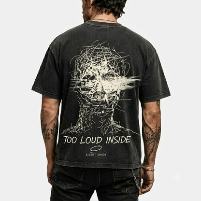 The Silent Chaos Vintage Washed Black Graphic T-Shirt