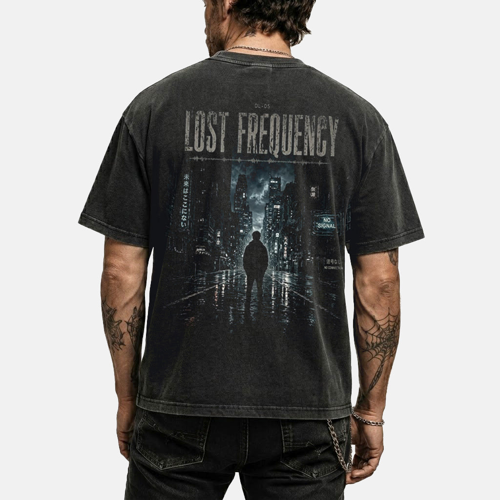 Lost Frequency Washed Black Graphic T-Shirt Back Print | VOOLUP