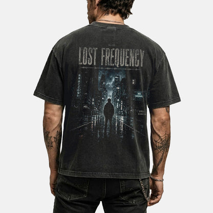 Lost Frequency Washed Black Graphic T-Shirt Back Print | VOOLUP