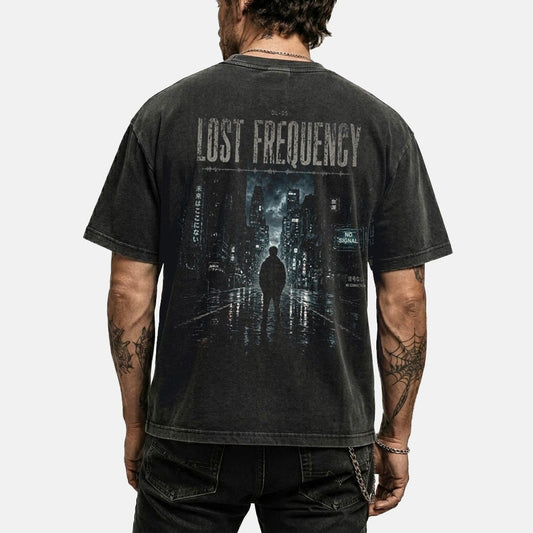 Lost Frequency Vintage Washed Black Graphic T-Shirt - VOOLUP