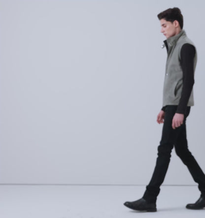 Nash Men's Grey Waxed Leather Vest